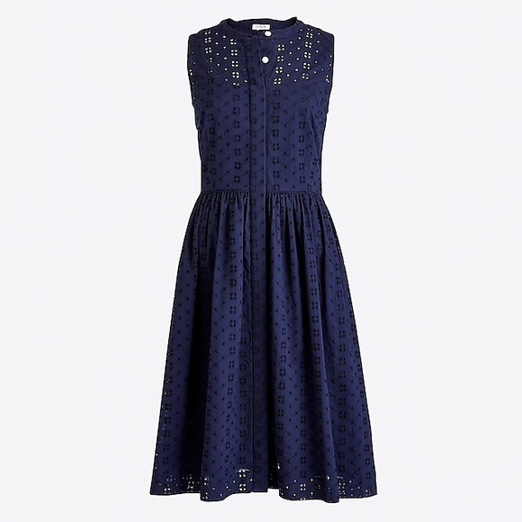 J. Crew Dresses & Skirts - J Crew Navy eyelet shirtdress sleeveless pockets